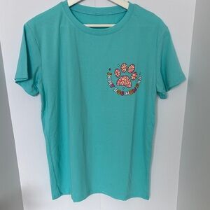 Graphic T-Shirt teal with Paw Print size M/L for women